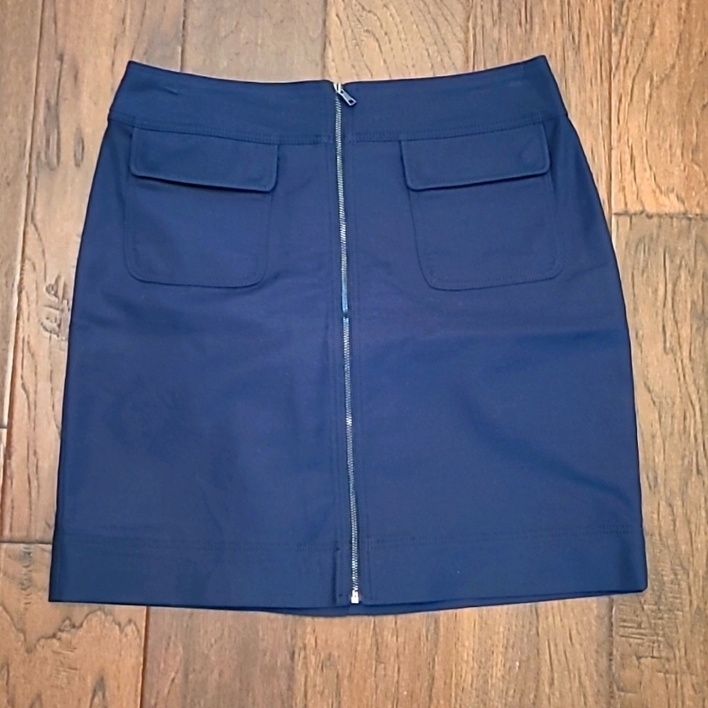 Ann Taylor Navy Blue Zip Front Skirt Size 4